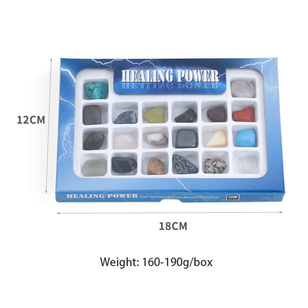 
Yase 20pcs/box healing gift stone set power natural gemstone natural polish stone collection box semiprecious stone kids toys 