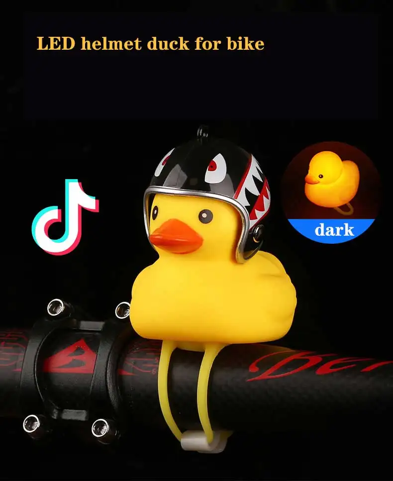 

2019 New Arrival Hot Fashion Girls Boy LED Glowing Rubber Baby Duck Bicycle Bell with Helmet Cool Cute Duck Gift