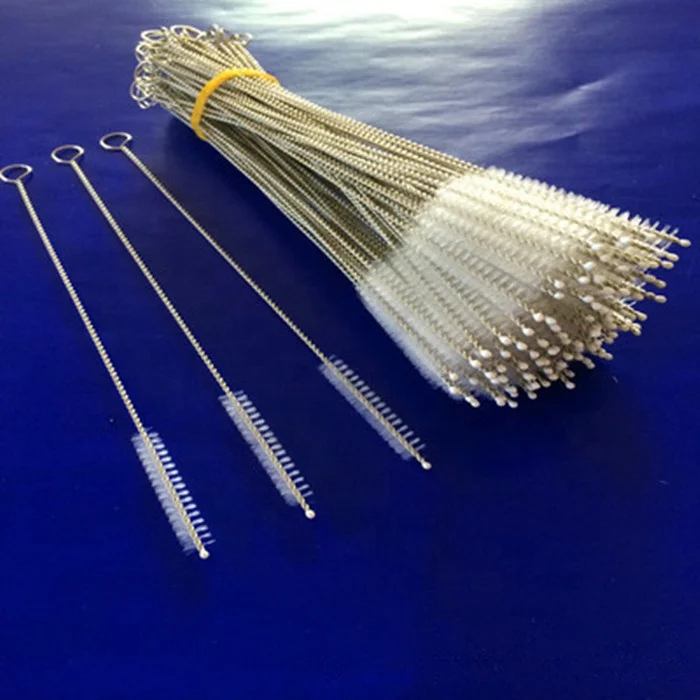 

173*30*6mm Stainless Steel Handle Straws Cleaning Brush, Silver color