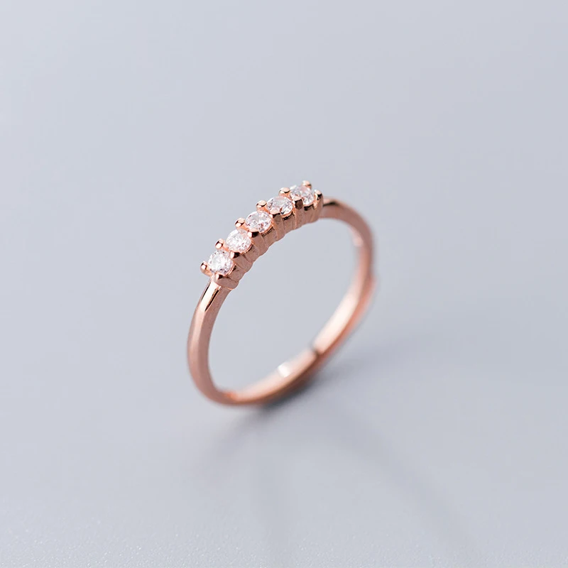 

S925 Sterling Silver Jewelry Ring Fashion 18K Rose Gold Zircon Wedding Women Finger Rings