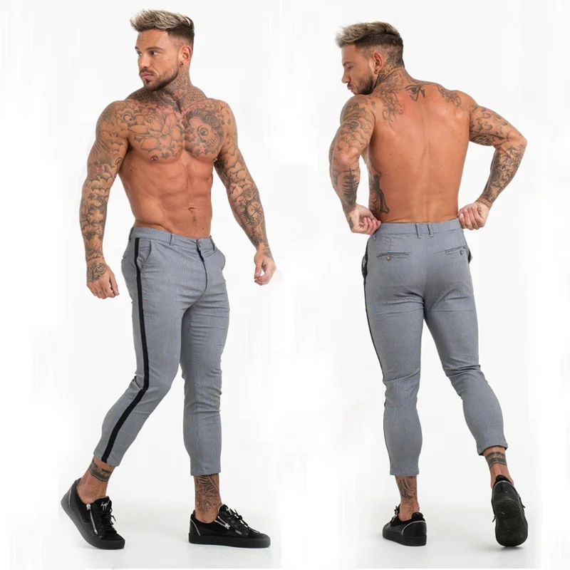 

2022 Wholesale New Style Super Stretchy Fashion Side Stripe Checkered Trousers Mens Chinos