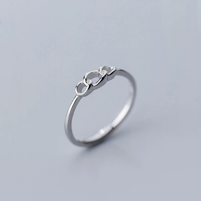 

Elegant Open Silver 925 Circle Linked Adjustable Women Finger Rings Wholesale New