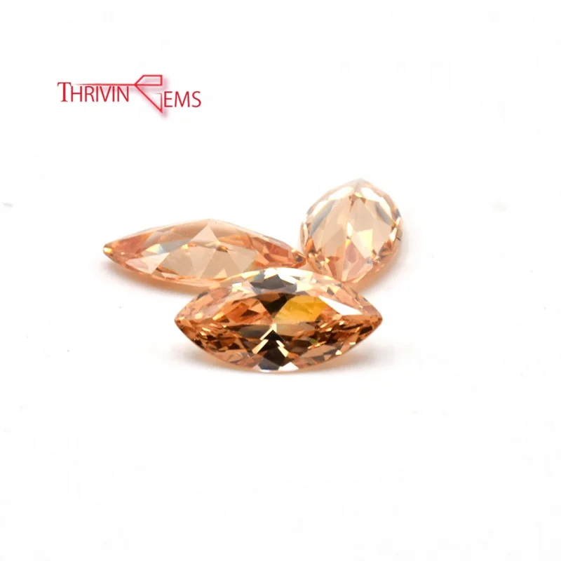 

Thriving Gems Brilliant Cut Marquise Gemstone CZ Champagne Zircon Synthetic Stone