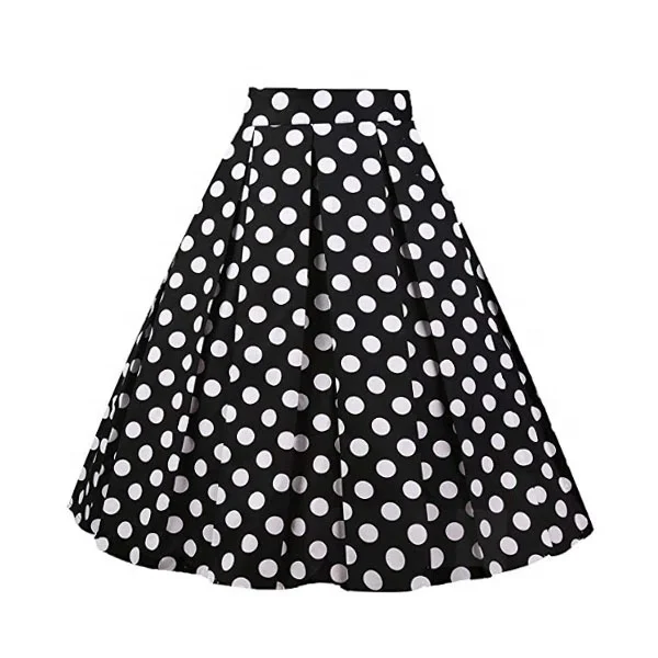 Vintage Pleated Skirt Floral A-line Printed Midi Skirts with Pockets