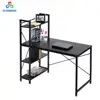Home office steel wooden computer desks study writing tables with bookcase wholesale
