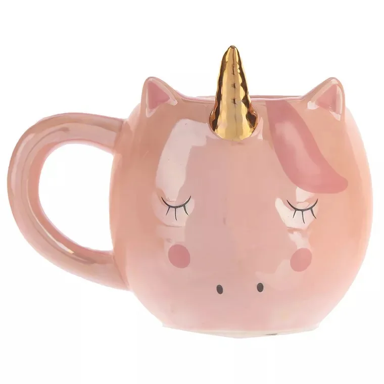 

New Cartoon ceramic unicorn mug Creative Cute milk mug, White pink