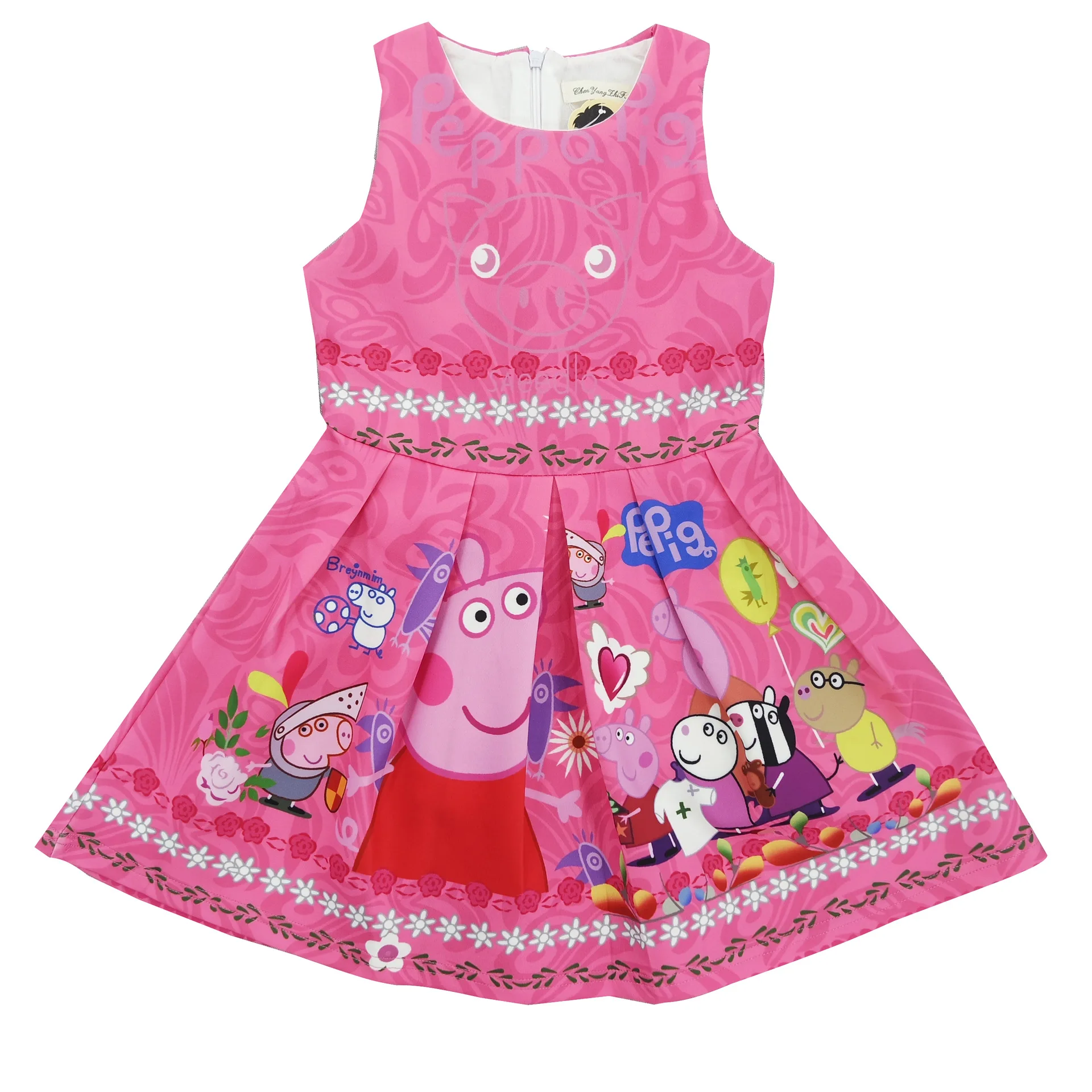 

Summer Fashion Foreign Trade Kids Girl Clothing Cartoon Pig Cute Little Princess Sleeveless Dresses