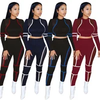 

fashion patch mesh short top and pants sport 2 piece set women