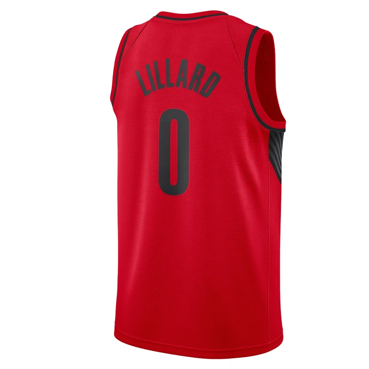 

2019 Embroidered #0 Men's Damian Lillard Red Basketball Jersey