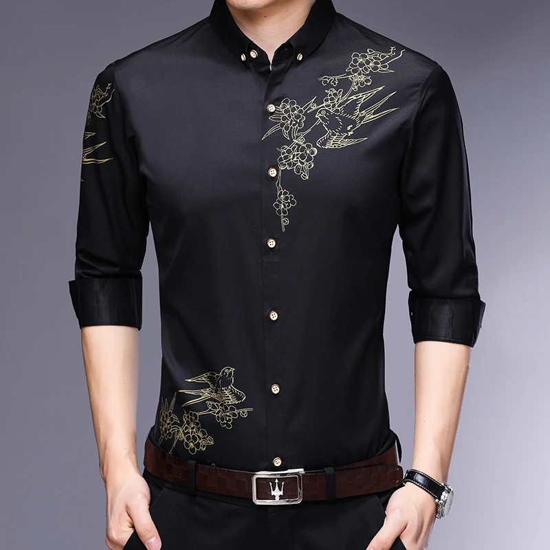 

wholesale plus size long sleeve chest print man blouse t shirt