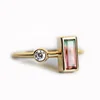 14K Yellow Gold Plate 925 Sterling Silver Rectangle Gemstone Rings