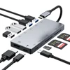 11 in 1 Multi-port Type C hub Powered Adapter to HD MI, USB 3.0, SDXC/TF Card Reader