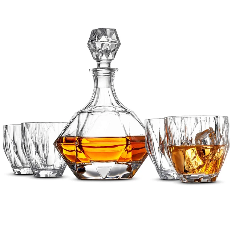 Lead Free OEM ODM Round Special Whisky Glass Vodka Decanter Set