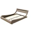 Wholesale modern italian designer curve red brown white black color pu leather led bed-PB45