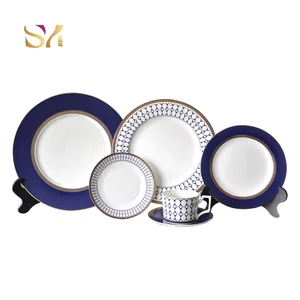 Image of Antique Cheap Dinnerware Luxury Gold Trim European Nordic Poland Rustic Hotel Porcelain Dinnerware Sets