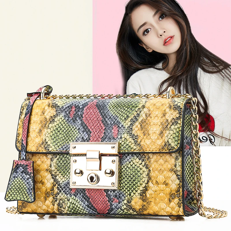 

2019 New Hot sling bag snake leather shoulder bag