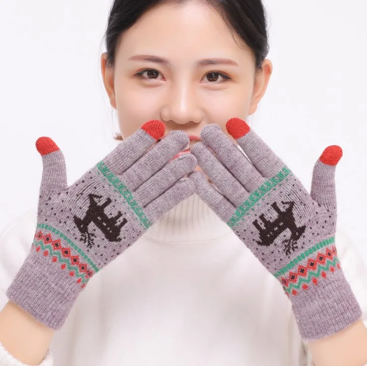 

100% Acrylic Jacquard pattern winter keep warm Knitted Gloves, Customized