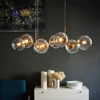LED E27 Postmodern Iron Glass Black Gold Chandelier Lighting Lamparas De Techo Suspension Luminaire Lampen For Dinning Room