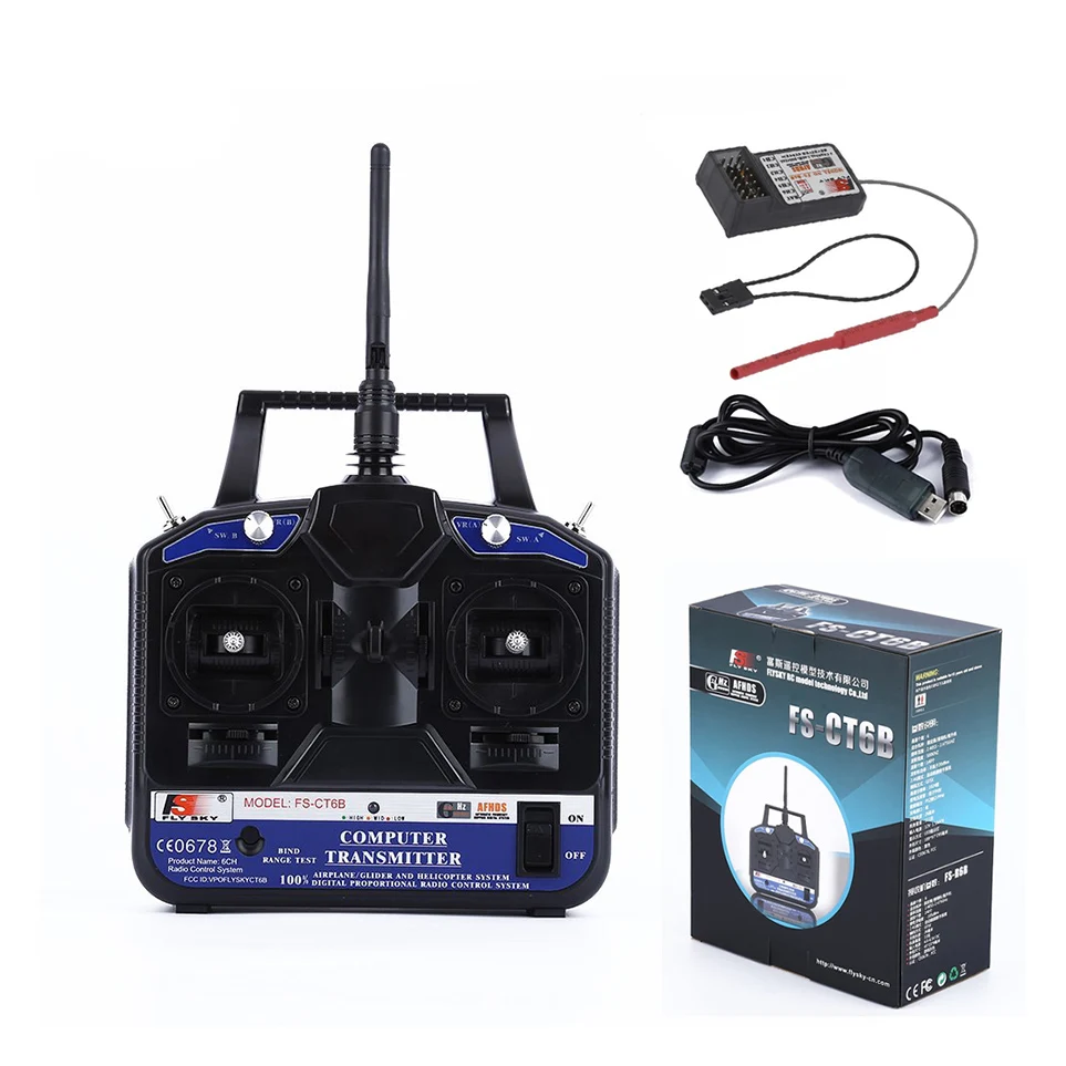 FlySky FS-CT6B 6CH 2.4G RC Transmitter & FS-R6B receiver Remote controller 6 chfor Heli/Airplane/Glid/Copter RC Drone