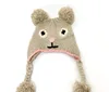 Children Kids Critter Earflap Hat with Hand Embroidery Eye and Nose
