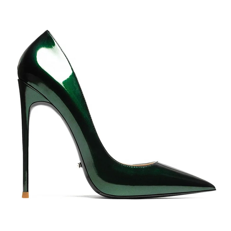 

Putian Sexy Patent PU Leather Pumps Stilettos, Dark green/gold/silver/champagne