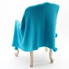 Pom pom acrylic knitted weighted knit blanket blue throw blanket