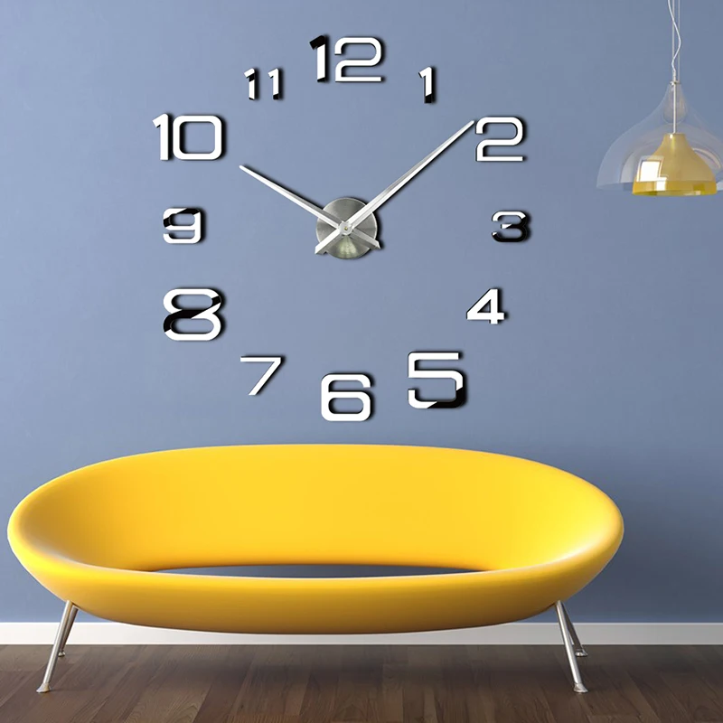 

Luxury Wall Clock Modern Home Decorative DIY Clock 3D Numbers Wall Stickers, Silver;black;gold