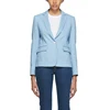 Solid Light Blue Buttons Up Single Breast Young Ladies Casual Daily Wear Long Sleeves Slim Fit Latest Fashion Jacket