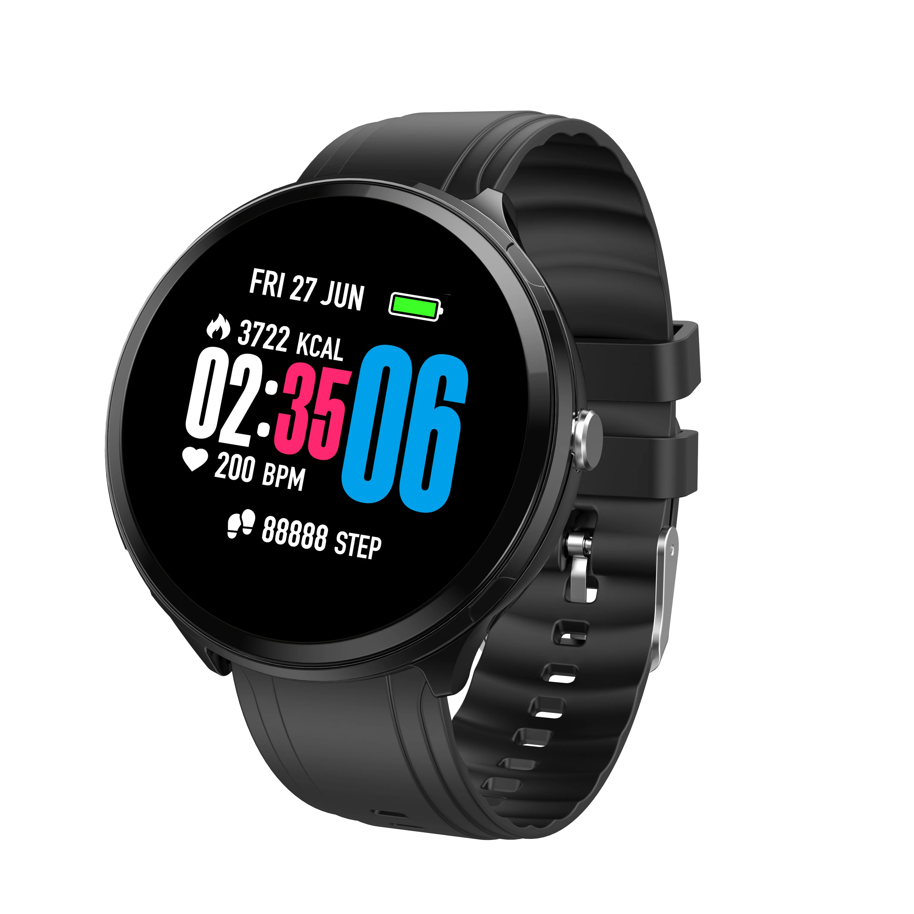 

2019 Newest Round Face Smart Bracelet B12 1.3 Inch Outdoor Smart Band With Blood Oxygen Measuring Fitness Track And Healthy Care