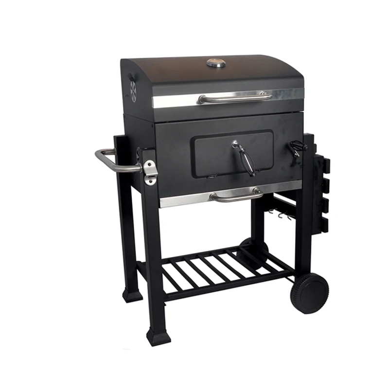 

SEJR Outdoor Black Square Charcoal BBQ Barbecue Grill with Side Table
