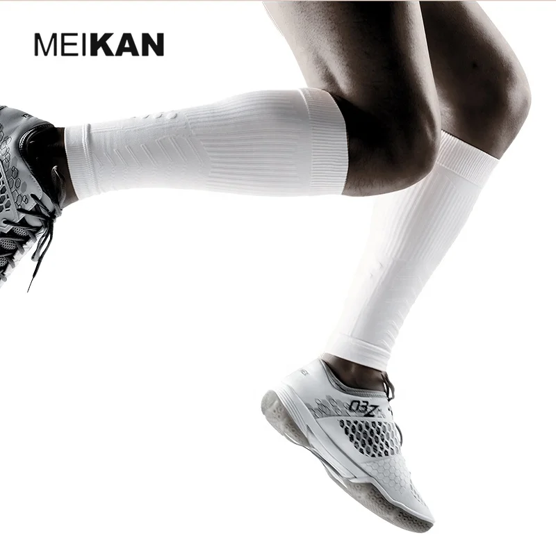 

MEIKAN Hot Sale Eco Friendly REPREVE White Black Gray Stretch Fitness Exercise Sports Calf Running Compression Sleeve