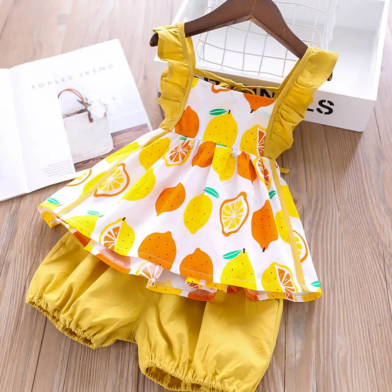 

Wholesale 2019 Girls summer kids fruit blouse + shorts 2pcs suits clothing Set, N/a