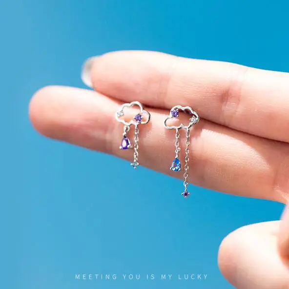 

S925 Silver Needle Asymmetric Temperament Cloud Jewelry earrings for women