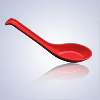 

tableware porcelain spoon red and black color with hook spoon chinese plastic soup spoon
