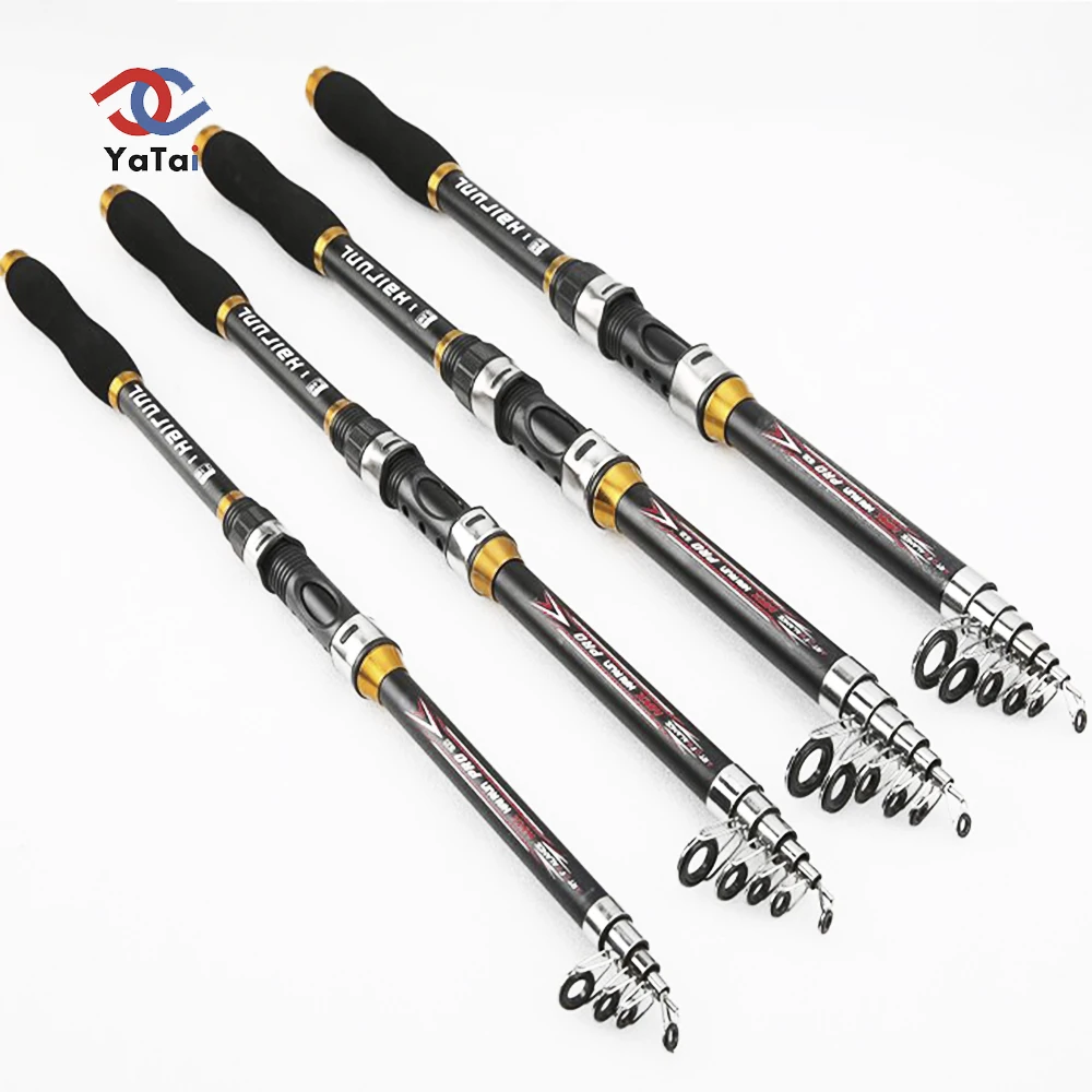 

Telescopic CARBON Fishing Rod 2.1m 2.4m 2.7m 3m 3.6m SUPER hard Ultra Light Fishing Stick hand pole Spinning rod, Black