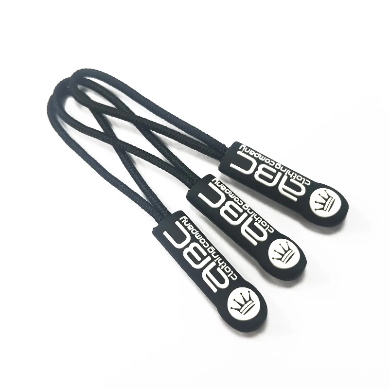 

raised logo rubber zipper pull for zip