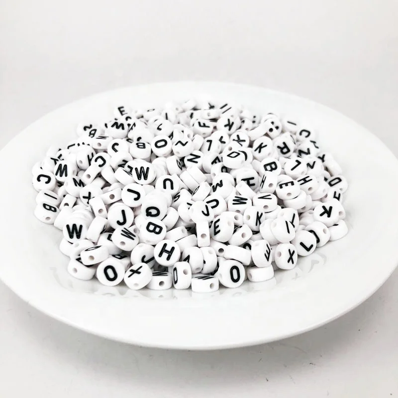 

Wholesale 4X7mm Vertical Hole Acrylic Alphabet Bracelet Letter Beads