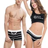 New Wholesale High Quality Stripe Printed Cotton Men Boxer Briefs And Women Panty Sexy Fashion Couples Underwear