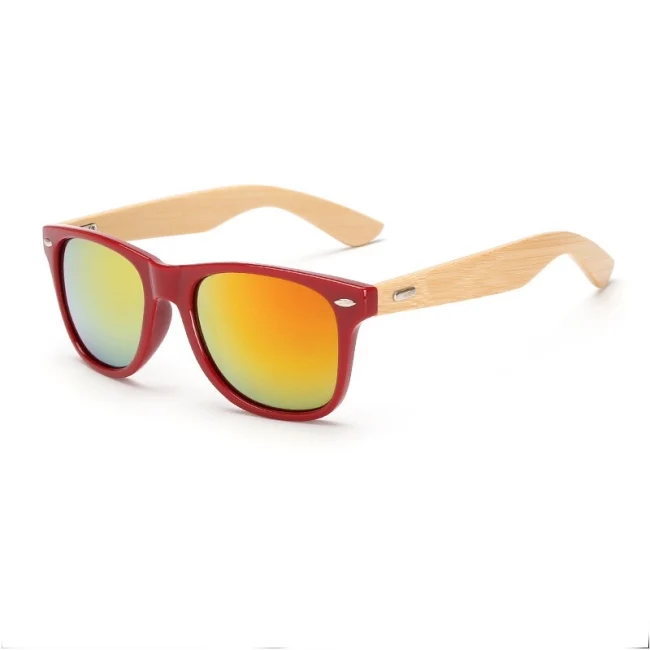 

Classic Retro Wooden Leg Popular Colored Lens Manufacture Sunglasses