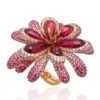 Wholesale Gold Plated Women Pink CZ Flower Shape Ring