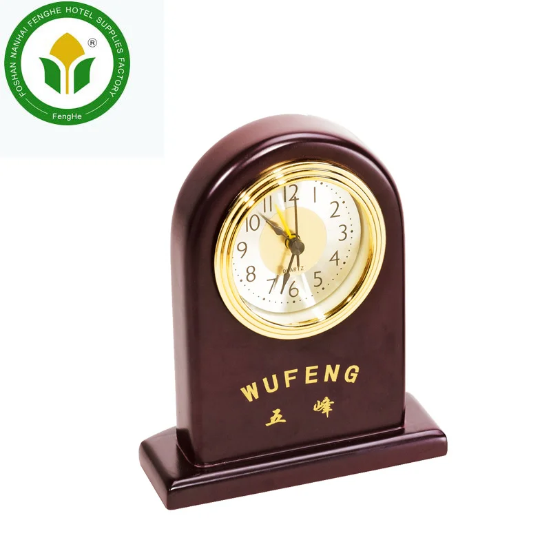

Best selling hotel room table PU leather cover alarm clock, Brown