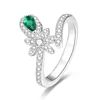 Popular fancy 925 sterling silver 3 A cubic zirconia rhodium plating gemstone flower design ring