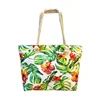 New trends big size tote bag large capacity beach bag customized tropical printing rope handbag