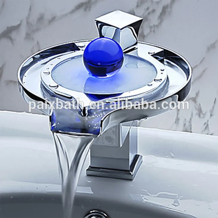 
Professional manufacture stainless steel sink led light electric basin waterfall faucet 