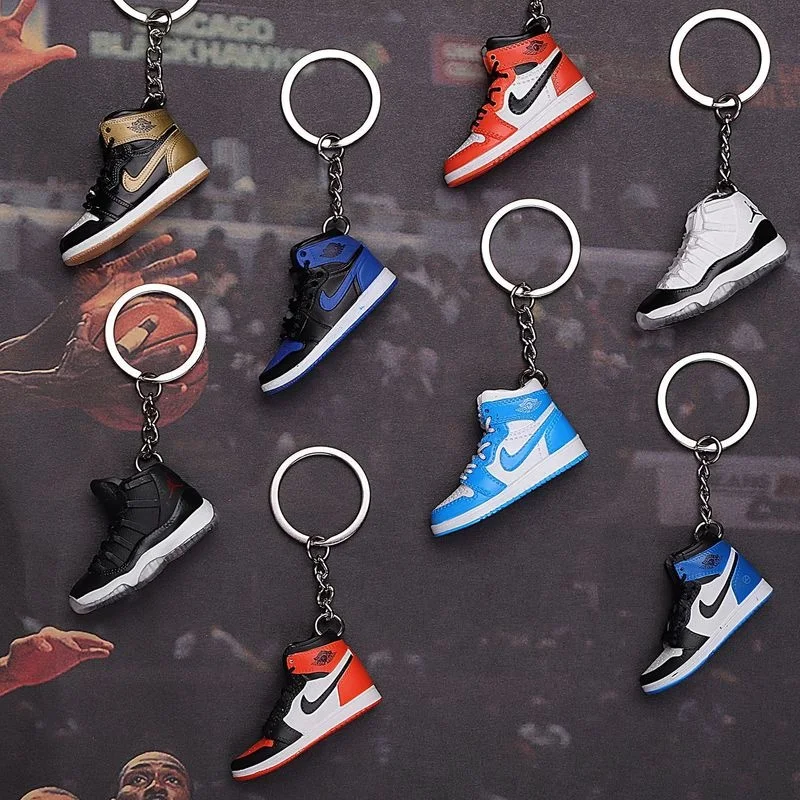 

OEM and ODM mini pvc high quality sneaker keychain keychains 3d, Red,black, bule,white and customized