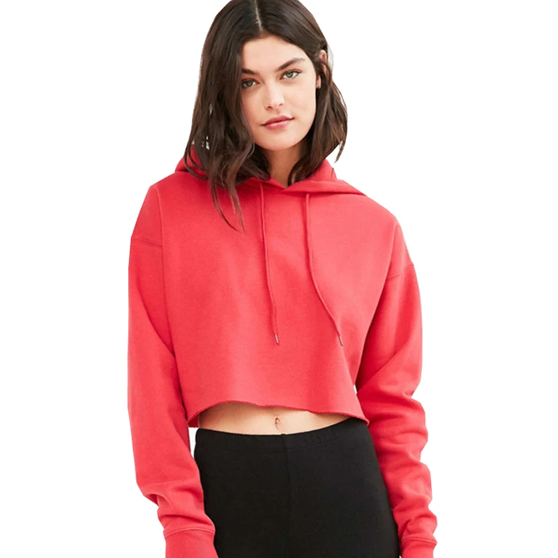 

Solid color hooded umbilical edging woman hoodies sweatshirts