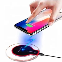 

QI Wireless Charger Universal Clear Crystal LED 5W Wireless Charger Cell Phone Wireless Charger For iPhone iPhone X