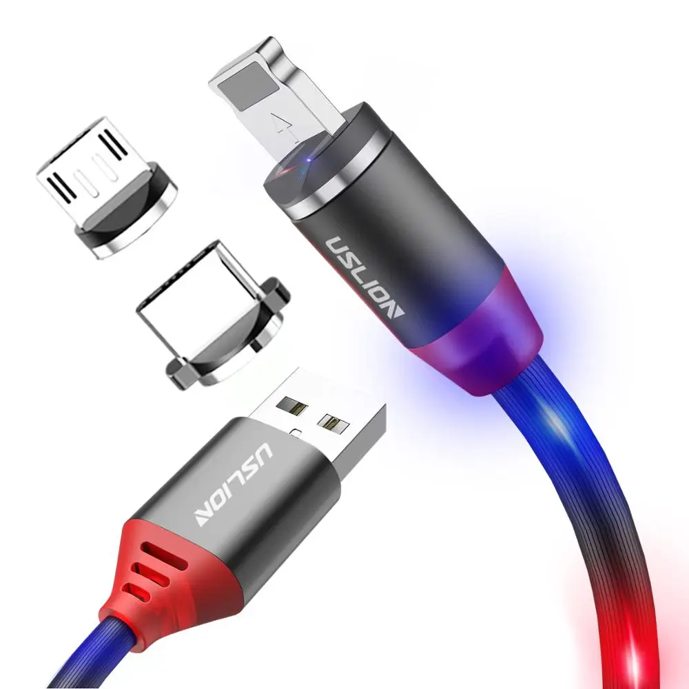 

USLION3 in1 Charging Cable for Android Magnetic LED USB Cable for Micro USB, N/a