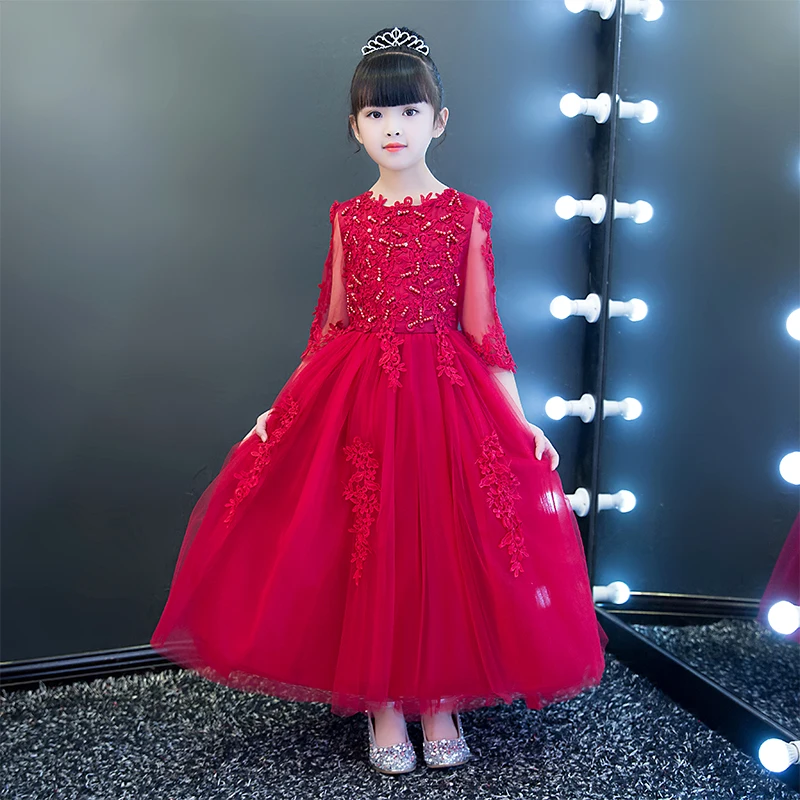 2019 new princess wine red beach wedding party wedding flower girl dresses