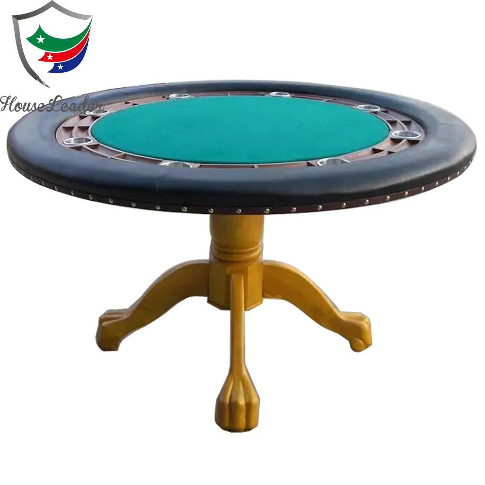 
Luxury 52 inch Professional Round Poker Table with Solid Wooden Leg 